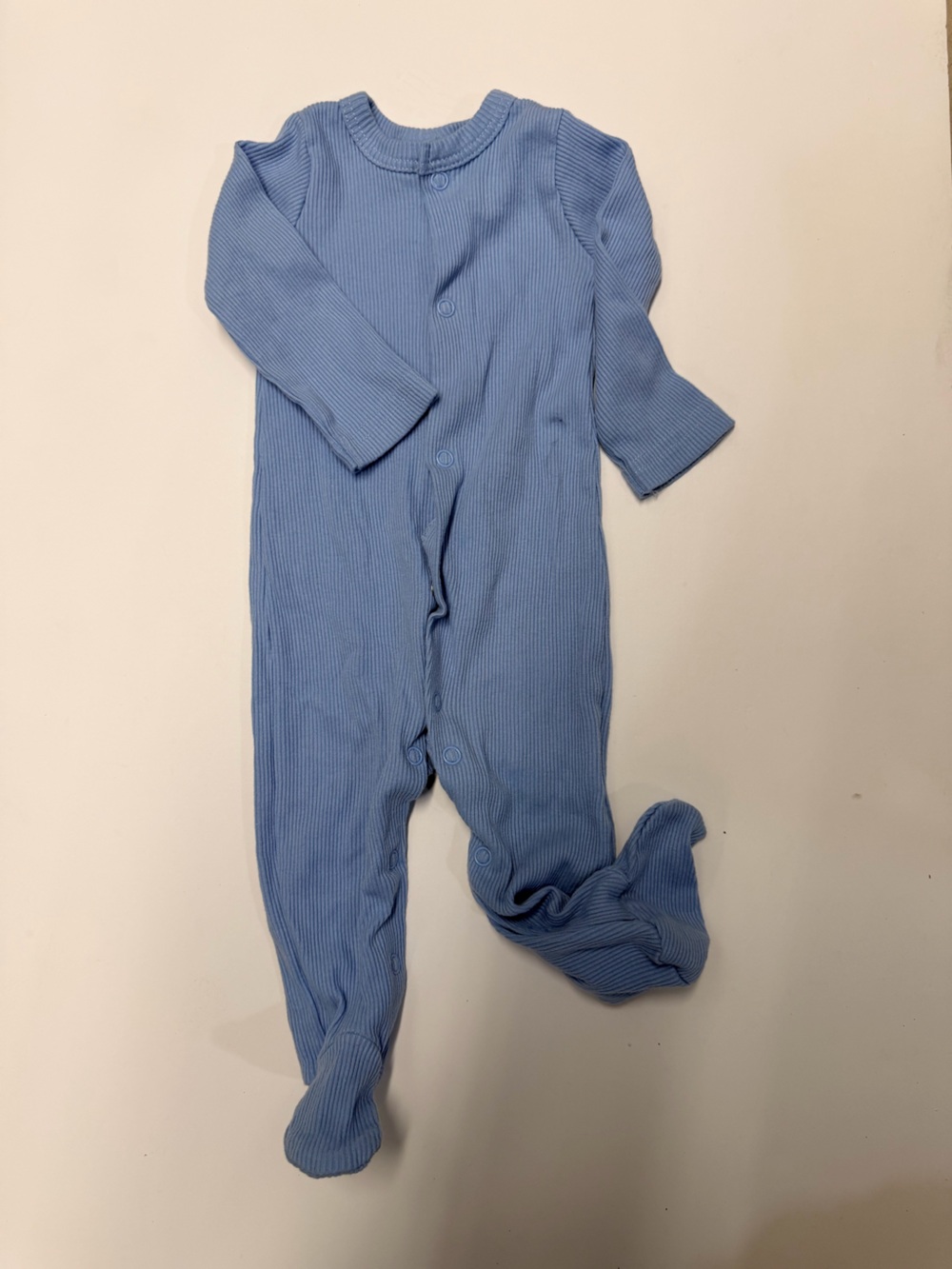 Blue Ribbed Kids One-Piece Footed Sleepsuit